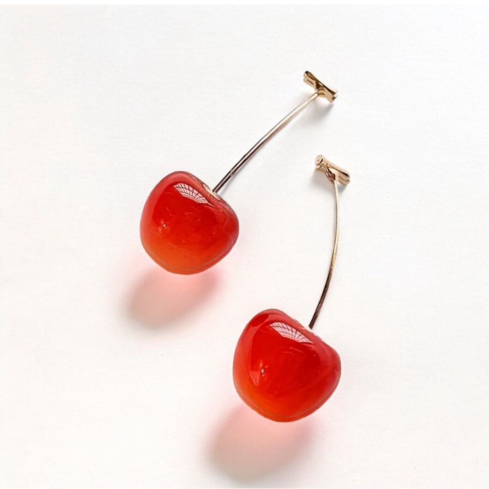 Cherry Drop & Dangle Earrings Celeb Inspired Cute Fruit Hanging Earrings